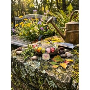 Thankful Heart Charm Lampwork Glass Bead Silver Tone Torque Boho Bangle Bracelet